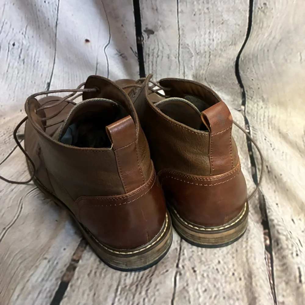 Seven91 Men’s Cognac Brown Faux Leather Lace‎ Up Chukka Boot Casual Shoes Sz 12